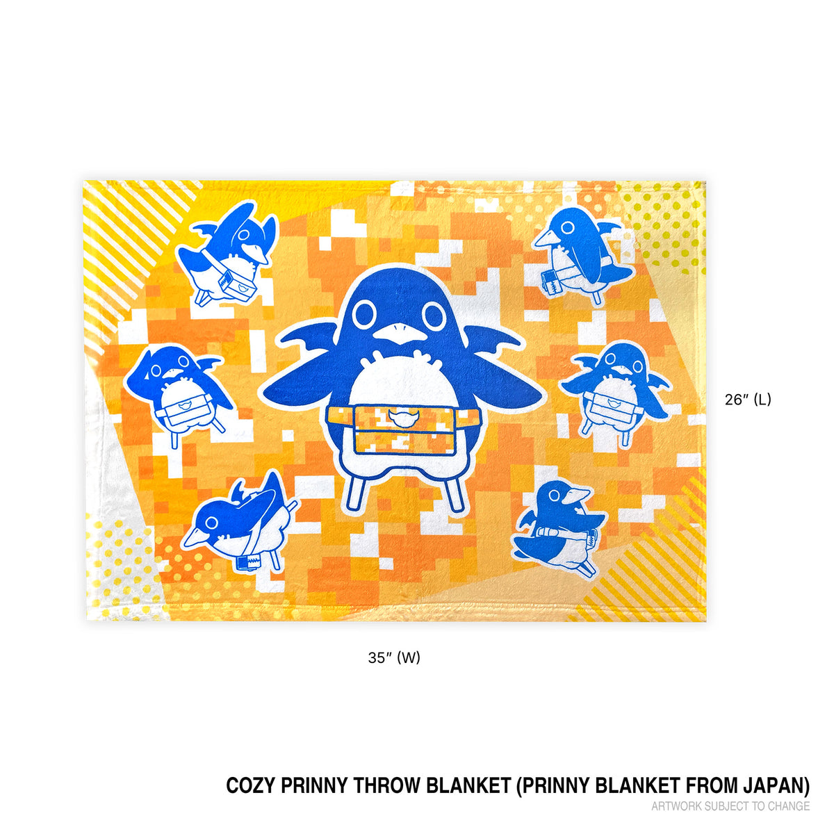 Cozy Prinny Throw Blanket (Prinny Blanket from Japan) with dimension