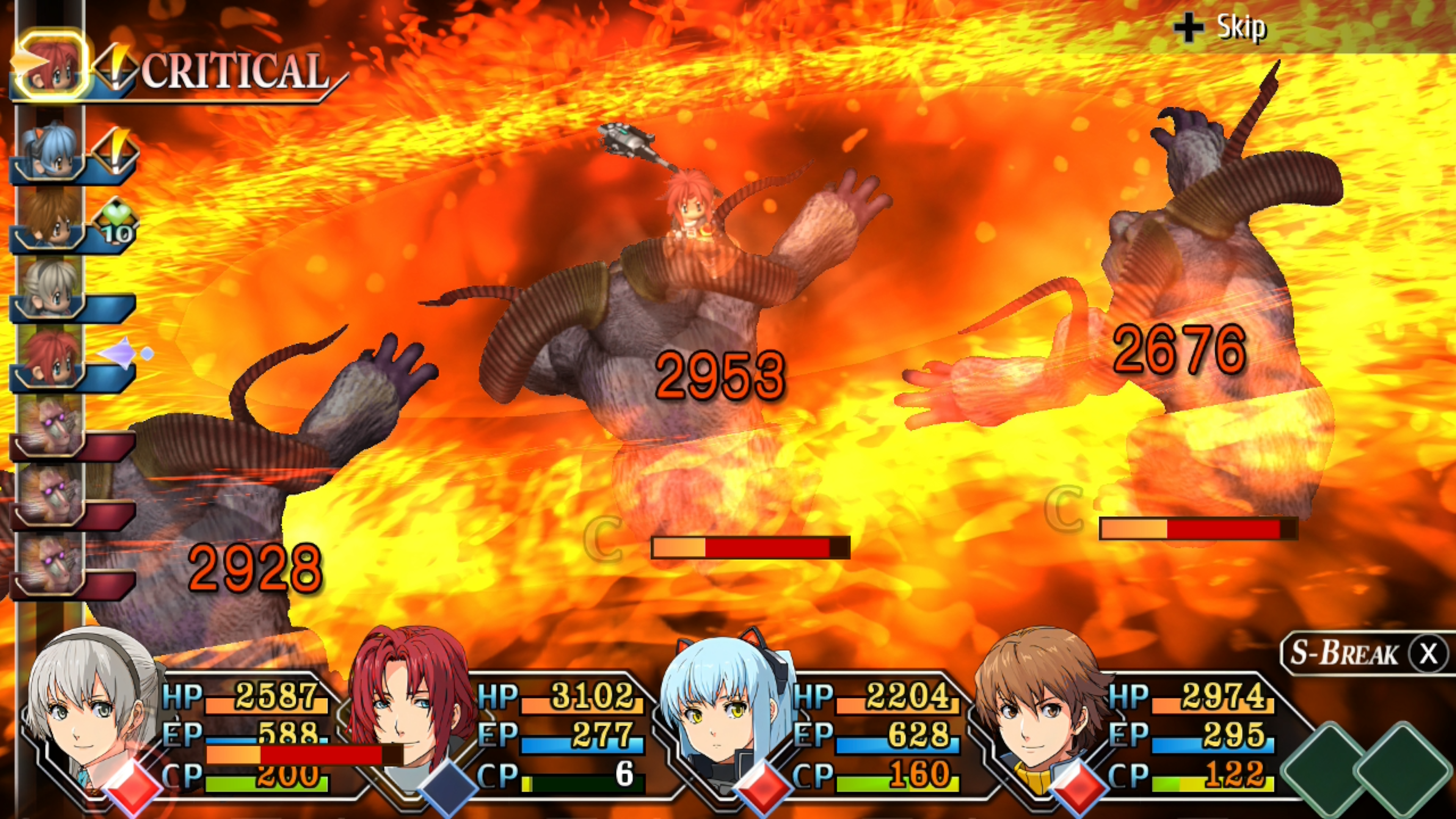 Trails to Azure showing an S-Craft battle scene from the Crossbell bundle